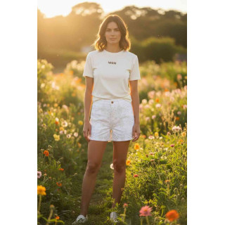 Short mujer con bordados en beige mujer