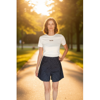 Short mujer azul con topos blanco TOPI