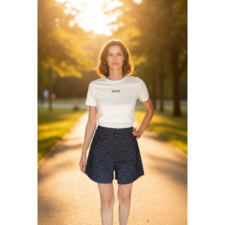 Short mujer azul con topos blanco TOPI