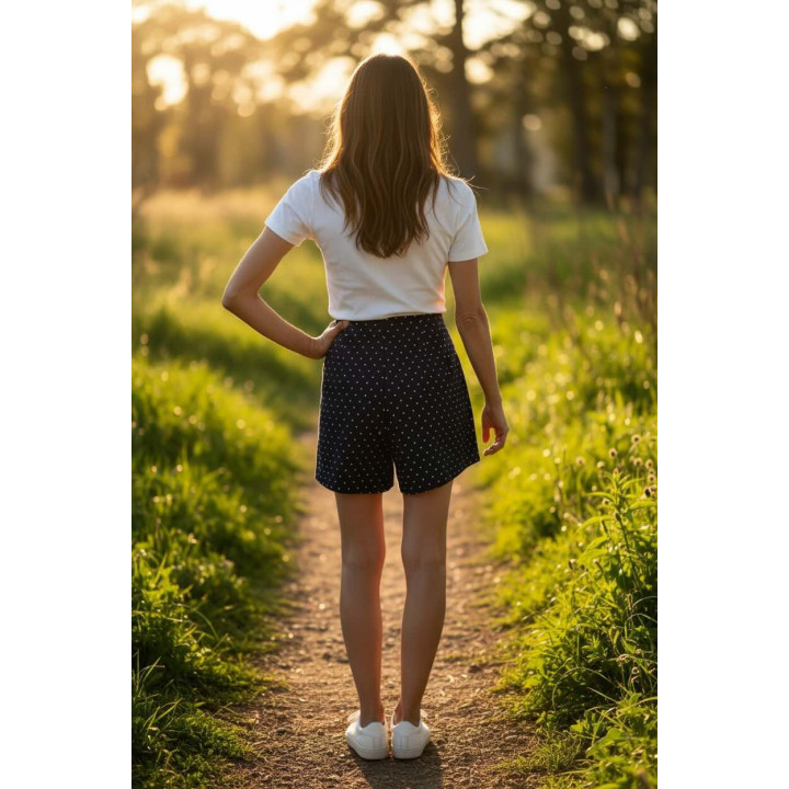 Short mujer azul con topos blanco TOPI
