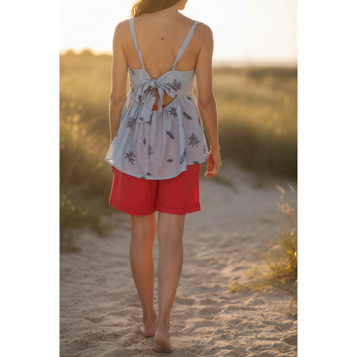 Top mujer rayas con bordado LEIRE