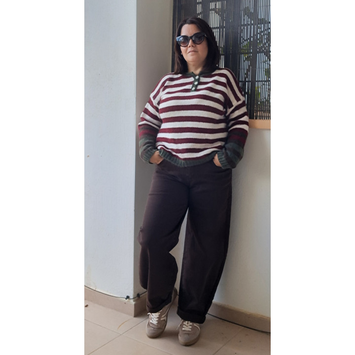 Jersey  rayas detalle cuello botones Amil