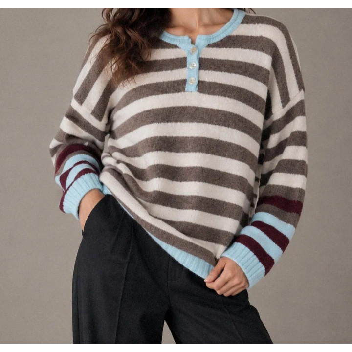 Jersey  rayas detalle cuello botones Amil