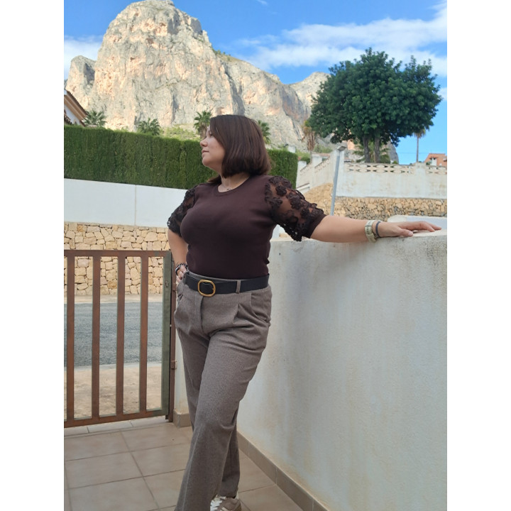Pantalón pinza cinturón Tiamina