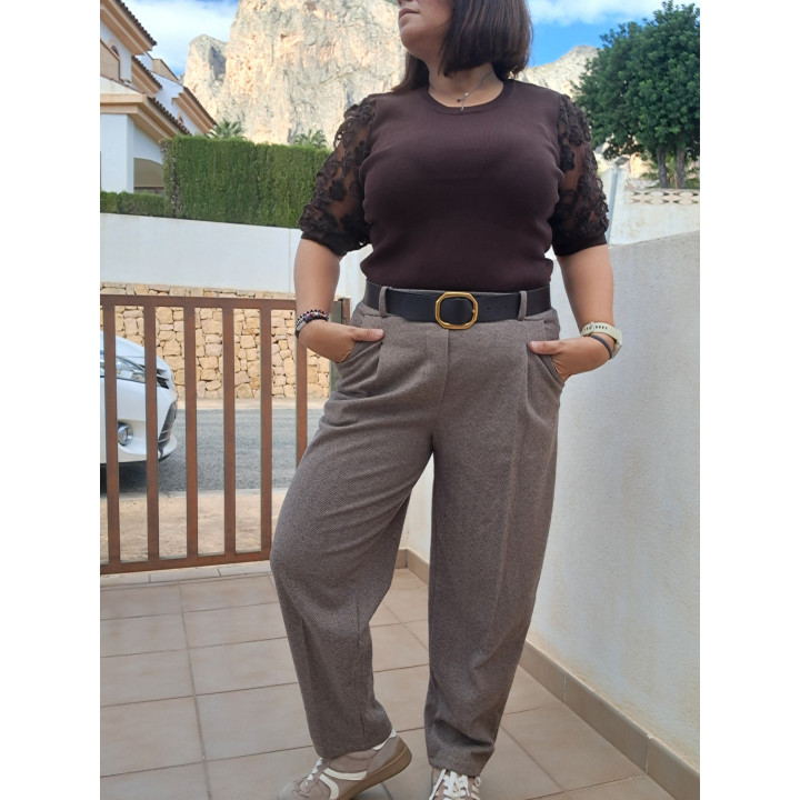 Pantalón pinza cinturón Tiamina