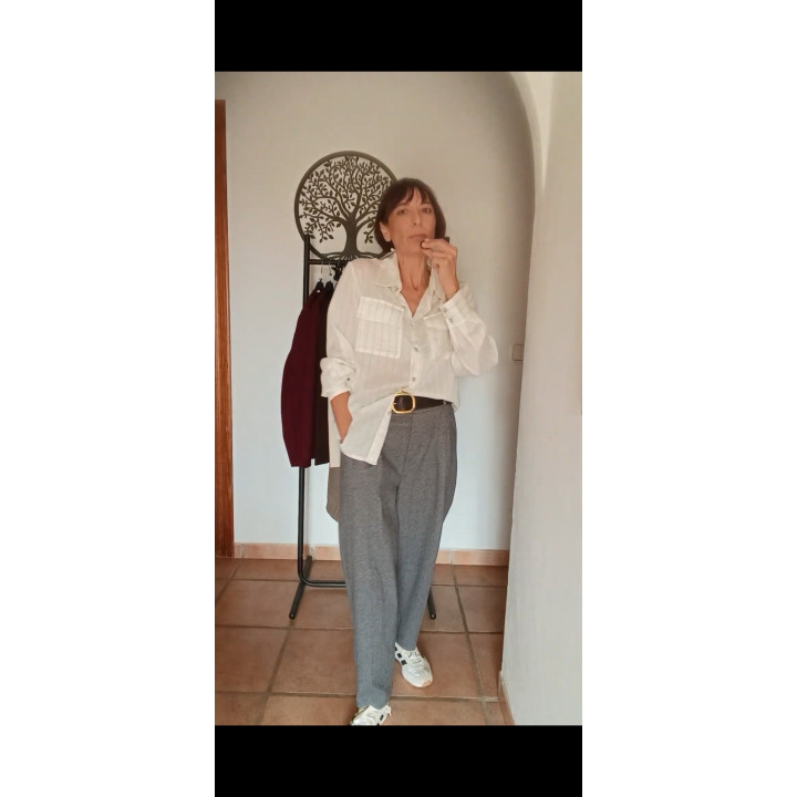 Pantalón pinza cinturón Tiamina