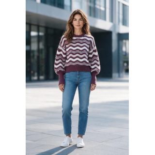 Jersey granate y blanco mujer Orfeo