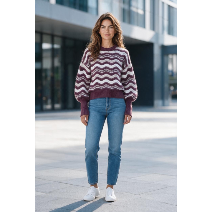Jersey granate y blanco mujer Orfeo