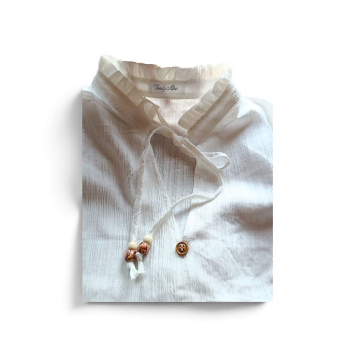 Blusa blanca con detalle lazo Gardenia